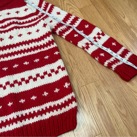 Hand Knit Mock Neck Nordic Pattern Sweater - Picture 7 of 8